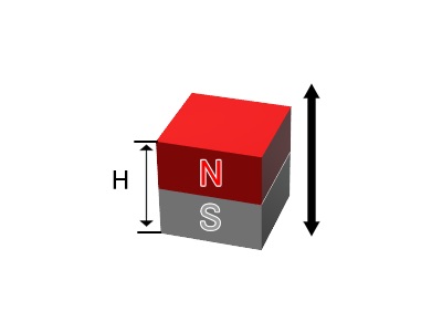 ネオジム磁石(N40)、角型、12x12x11.4(mm)、11.4mm方向